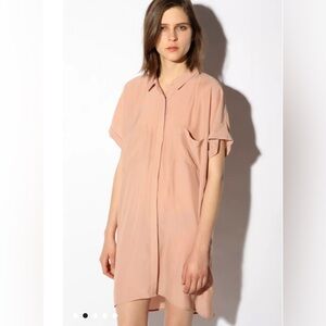 silence+noise Urban Outfitters button down shirt dress dusty peach color size Lg